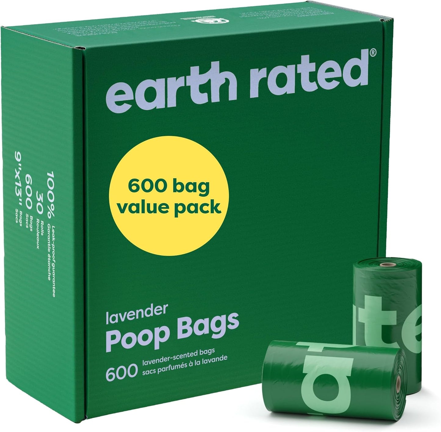 Dog Poo Bags, Guaranteed Leak Proof and Extra Thick Waste Bag Refill Rolls for Dogs, Lavender Scented, 270 Count